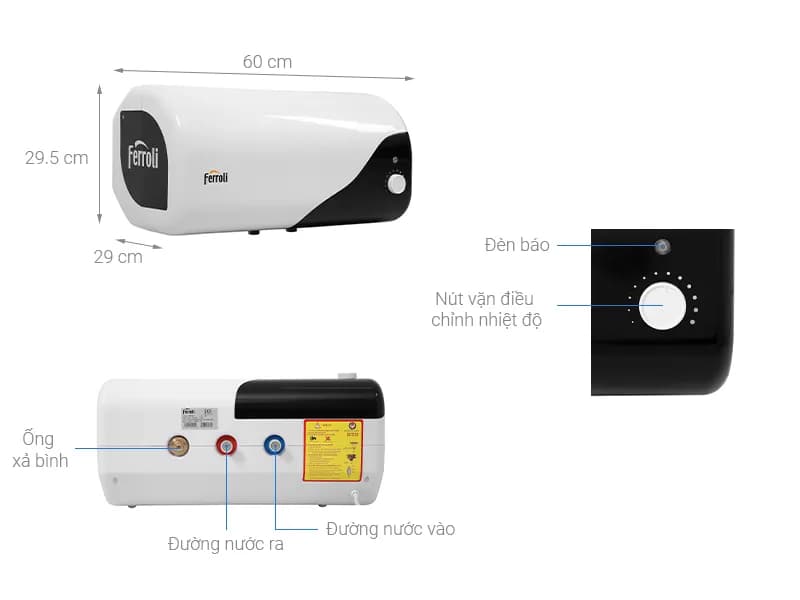 Máy nước nóng gián tiếp Ferroli 20 lít 2500W MIDO-DE - Giá rẻ nhất hôm nay - Ảnh 2