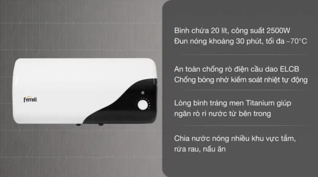 So sánh giá Máy nước nóng gián tiếp Ferroli 20 lít 2500W MIDO-DE rẻ nhất? - Ảnh 6