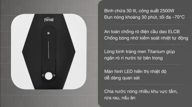 So sánh giá Máy nước nóng gián tiếp Ferroli 30 lít 2500W MIDO-DE rẻ nhất? - Ảnh 8
