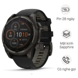 Garmin Fenix 8 Sapphire Solar 47mm viền Titanium dây silicone