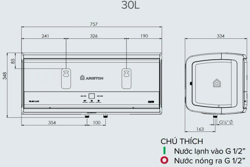 Máy nước nóng gián tiếp Ariston 30 lít 2500W SLIM3 30 LUX - Giá rẻ nhất hôm nay - Ảnh 17