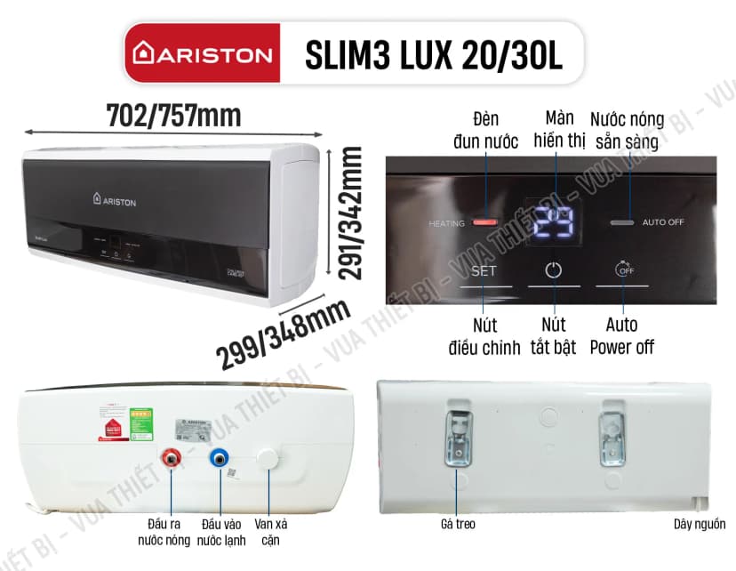Máy nước nóng gián tiếp Ariston 30 lít 2500W SLIM3 30 LUX - Giá rẻ nhất hôm nay - Ảnh 19
