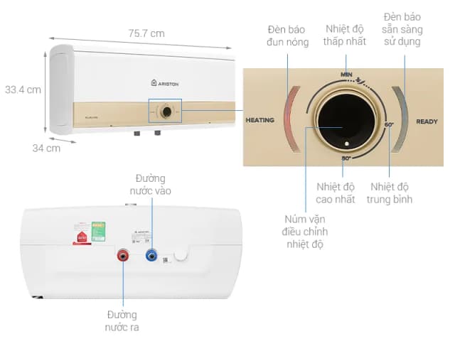 So sánh giá Máy nước nóng gián tiếp Ariston 30 lít 3000W SLIM3 30 RS MT 3KW rẻ nhất? - Ảnh 3