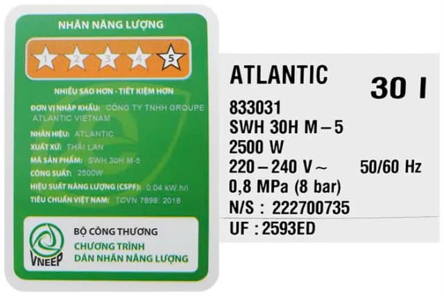 So sánh giá Máy nước nóng gián tiếp Atlantic 30 lít OPRO SLIM 833031 SWH 30H M-5 rẻ nhất? - Ảnh 12