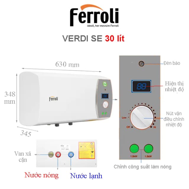 So sánh giá Máy nước nóng gián tiếp Ferroli 30 lít 2500W Mate 30L Ag+ rẻ nhất? - Ảnh 20