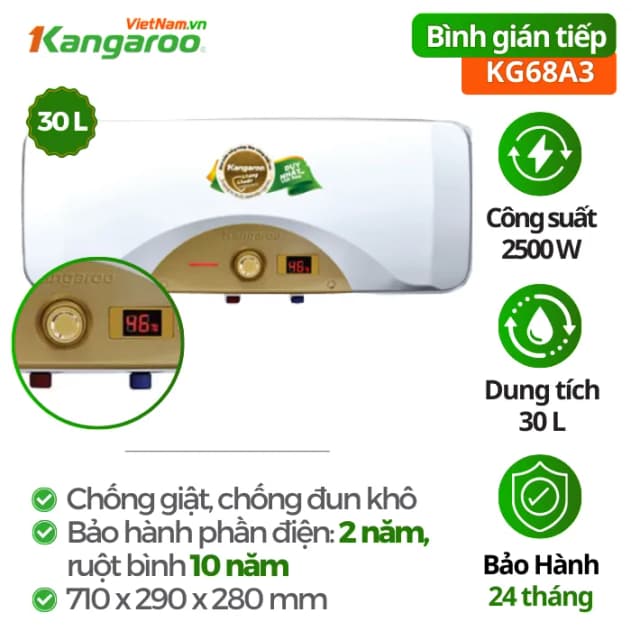 So sánh giá Máy nước nóng gián tiếp Kangaroo 30 lít 2500W KG68A3 rẻ nhất? - Ảnh 9