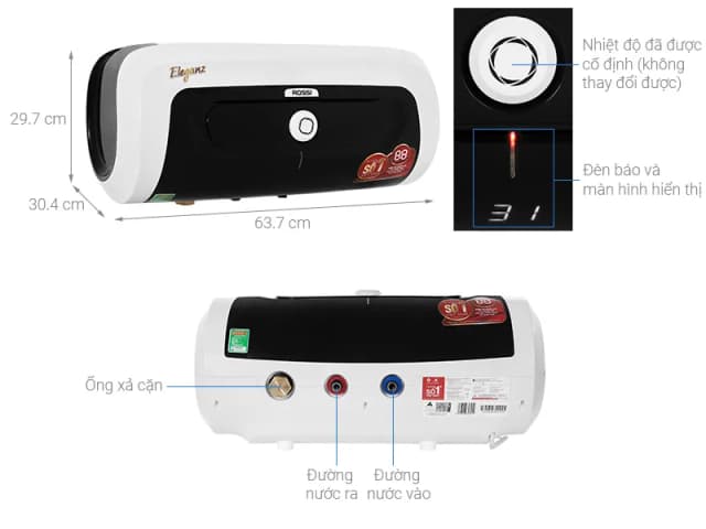 So sánh giá Máy nước nóng gián tiếp Rossi Eleganz 20 lít 2500W REZ20SL rẻ nhất? - Ảnh 2