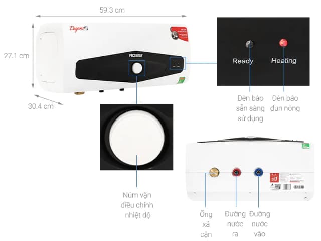 So sánh giá Máy nước nóng gián tiếp Rossi Eleganz-C 20 lít 2500W REC20SL rẻ nhất? - Ảnh 4