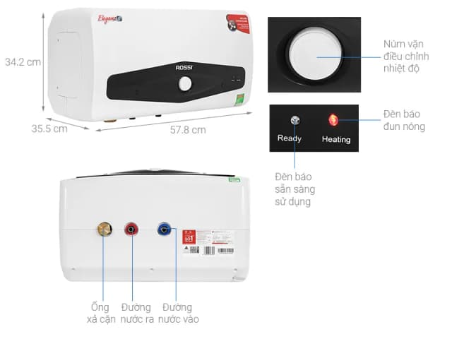 So sánh giá Máy nước nóng gián tiếp Rossi Eleganz-C 30 lít 2500W REC30SL rẻ nhất? - Ảnh 4