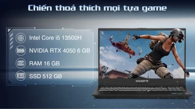 Laptop GIGABYTE Gaming G5 MF5 RC555 - 9RC55MF5FEIAA1VN0C0 (i5 13500H, 16GB, 512GB, RTX 4050 6GB, Full HD 144Hz, Win11) - 12