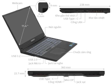 Laptop GIGABYTE Gaming G5 MF5 RC555 - 9RC55MF5FEIAA1VN0C0 (i5 13500H, 16GB, 512GB, RTX 4050 6GB, Full HD 144Hz, Win11) - 4