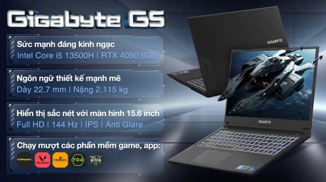 Top 1 so sánh giá Laptop GIGABYTE Gaming G5 MF5 RC555 - 9RC55MF5FJIINIVN000 (i7 13620H, 16GB, 512GB, RTX 4050 6GB, Full HD 144Hz, Win11) - Tìm sản phẩm giá rẻ nhất - Ảnh 55