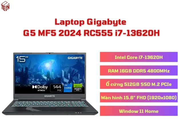 Top 1 so sánh giá Laptop GIGABYTE Gaming G5 MF5 RC555 - 9RC55MF5FJIINIVN000 (i7 13620H, 16GB, 512GB, RTX 4050 6GB, Full HD 144Hz, Win11) - Tìm sản phẩm giá rẻ nhất - Ảnh 81