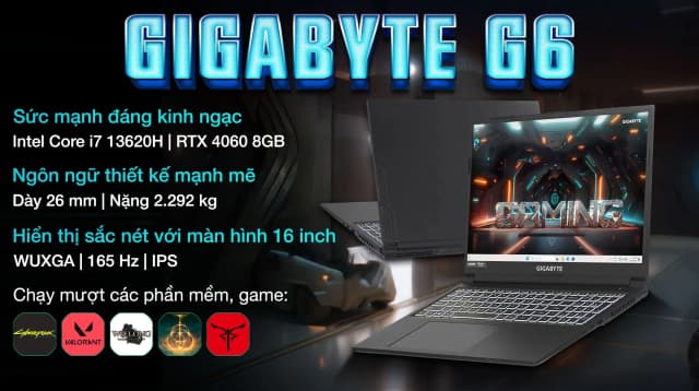 So sánh giá Laptop GIGABYTE Gaming G6 KF RC56 - 9RC56KF0HJIIXIVN000 (i7 13620H, 16GB, 512GB, RTX 4060 8GB, WUXGA 165Hz, Win11) rẻ nhất? - Ảnh 3