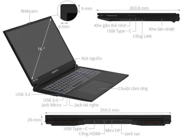 So sánh giá Laptop GIGABYTE Gaming G6 KF RC56 - 9RC56KF0HJIIXIVN000 (i7 13620H, 16GB, 512GB, RTX 4060 8GB, WUXGA 165Hz, Win11) rẻ nhất? - Ảnh 5
