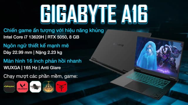 So sánh giá Laptop GIGABYTE Gaming A16 GA6H - GAMING-A16-CTHI3VN893SH (i7 13620H, 16GB, 512GB, RTX 5050 8GB, WUXGA 165Hz, Win11) rẻ nhất? - Ảnh 4