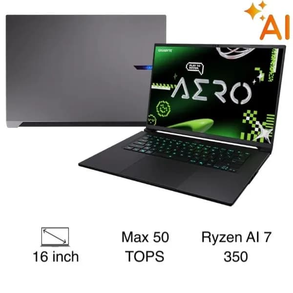Laptop GIGABYTE Gaming AERO X16 - 1VH93VNC94AH (R7 AI 350, 16GB, 1TB, RTX 5060 8GB, WQXGA 165Hz, Win11) - Ảnh 47
