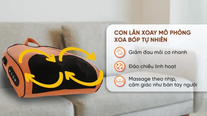 Gối massage hồng ngoại Bomidi MP1 Pro - Đen Cam - Giá rẻ nhất hôm nay - Ảnh 3