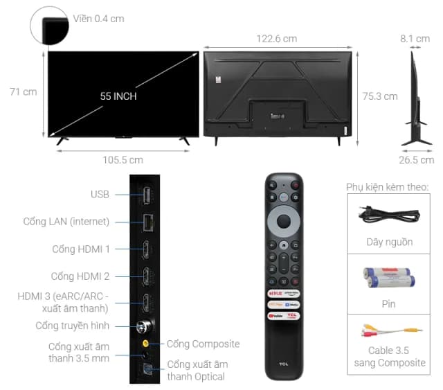 So sánh giá Google Tivi TCL AI 4K 55 inch 55P635 rẻ nhất? - Ảnh 20