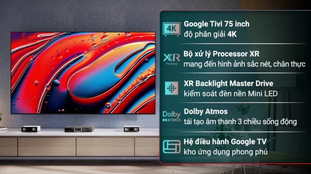 So sánh giá Google Tivi QLED Mini LED Sony AI 4K 75 inch K-75XR90 rẻ nhất? - Ảnh 2