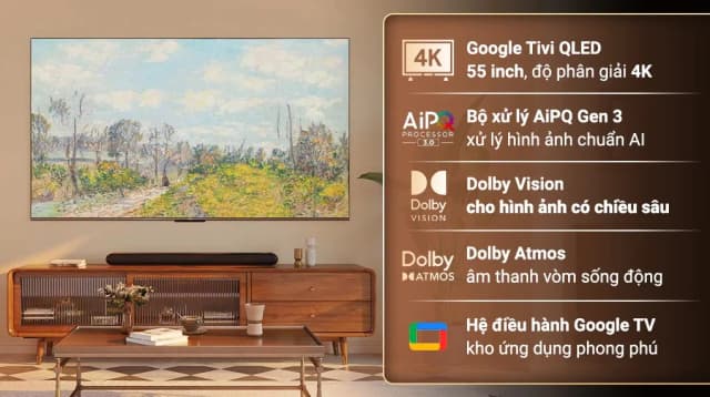 So sánh giá Google Tivi QLED TCL AI 4K 55 inch 55Q646 rẻ nhất? - Ảnh 4
