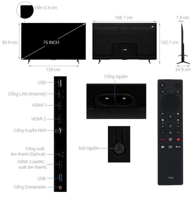 So sánh giá Google Tivi TCL AI 4K 75 inch 75P69K rẻ nhất? - Ảnh 7