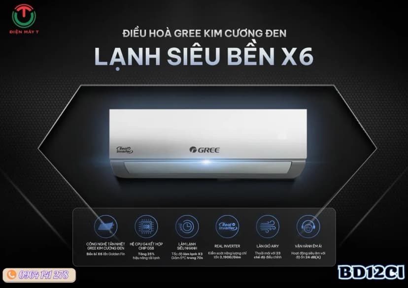 Máy lạnh Gree Inverter 1.5 HP BD12CI - Giá rẻ nhất hôm nay - Ảnh 7