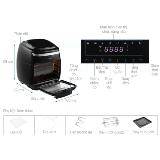 So sánh giá Lò chiên không dầu Hafele 11 lít AF-602A (535.43.711) rẻ nhất? - Ảnh 17