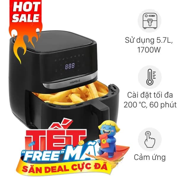 So sánh giá Nồi chiên không dầu Hafele 5.7 lít HS-AF502B (535.43.713) rẻ nhất? - Ảnh 8