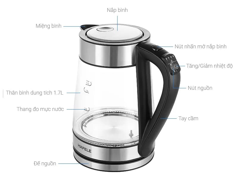 Bình đun siêu tốc Hafele 1.7 lít T-602C (535.43.732) - Giá rẻ nhất hôm nay - Ảnh 1