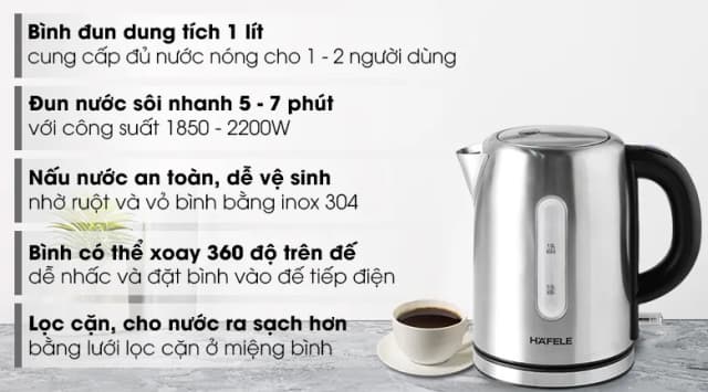 So sánh giá Bình đun siêu tốc Hafele 1 lít T-9017 (535.43.730) rẻ nhất? - Ảnh 6