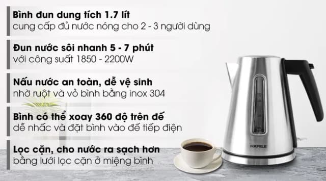 So sánh giá Bình đun siêu tốc Hafele 1.7 lít T-907B (535.43.731) rẻ nhất? - Ảnh 9
