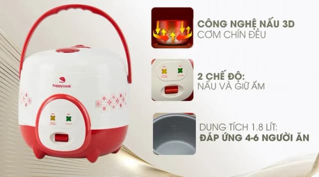 So sánh giá Nồi cơm nắp gài Happycook 1.8 lít HC-180A rẻ nhất? - Ảnh 2