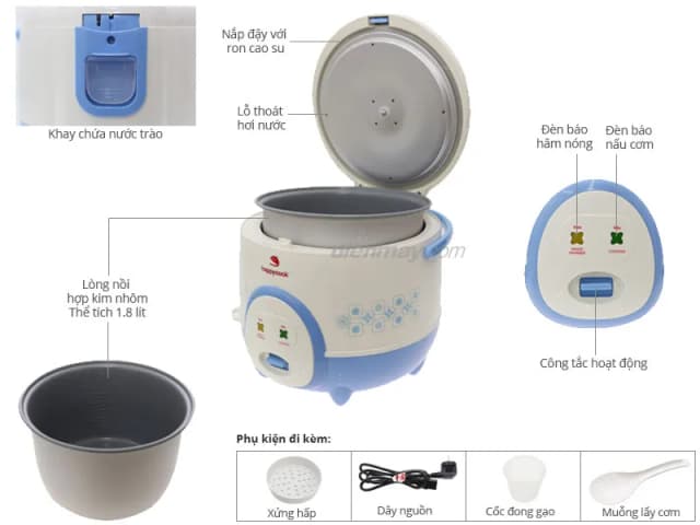 So sánh giá Nồi cơm nắp gài Happycook 1.8 lít HC-180A rẻ nhất? - Ảnh 12