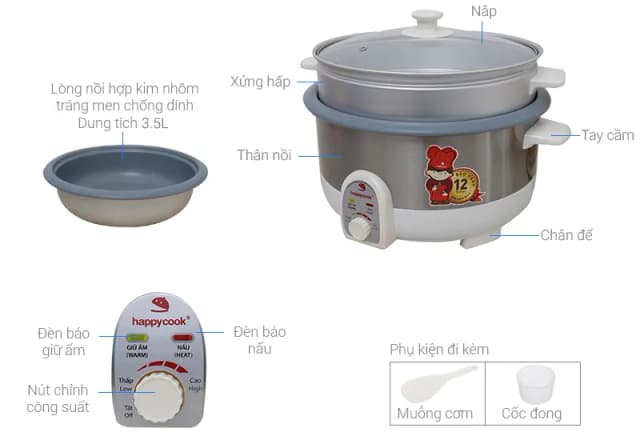 So sánh giá Nồi lẩu điện Happycook HCHP-350ST 3.5 lít rẻ nhất? - Ảnh 2