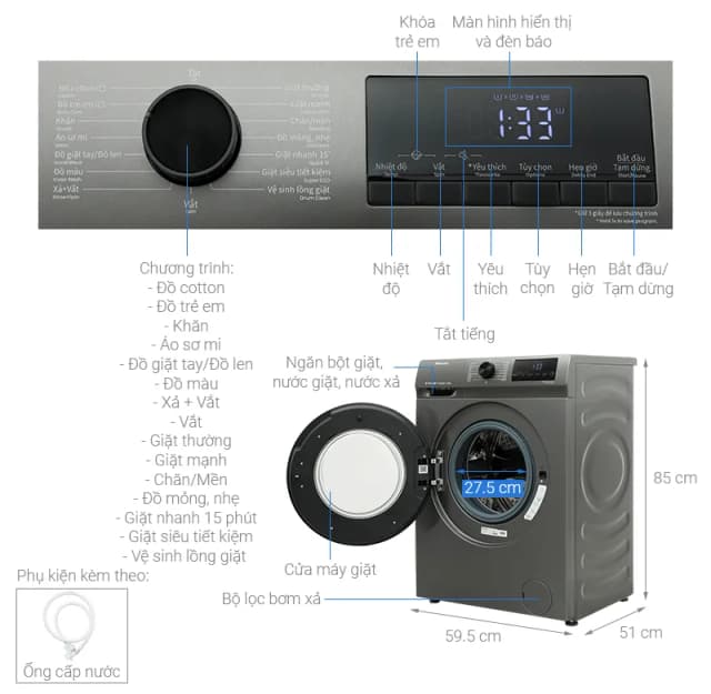 So sánh giá Máy giặt Hisense Inverter 8.5 kg WFQP8523BT rẻ nhất? - Ảnh 4