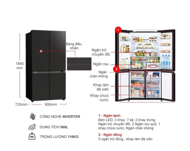 So sánh giá Tủ lạnh Hitachi Inverter 569 lít Multi Door R-WB640VGV0 GMG rẻ nhất? - Ảnh 8