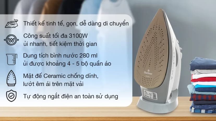 So sánh giá Bàn ủi hơi nước BlueStone SIB-3836 3100W - Tìm sản phẩm giá rẻ nhất - Ảnh 6