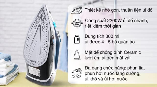 Top 1 so sánh giá Bàn ủi hơi nước Hommy HJ-8060 2200W - Tìm sản phẩm giá rẻ nhất - Ảnh 6