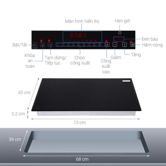 So sánh giá Bếp từ hồng ngoại âm Pramie 2105 5200W rẻ nhất? - Ảnh 8