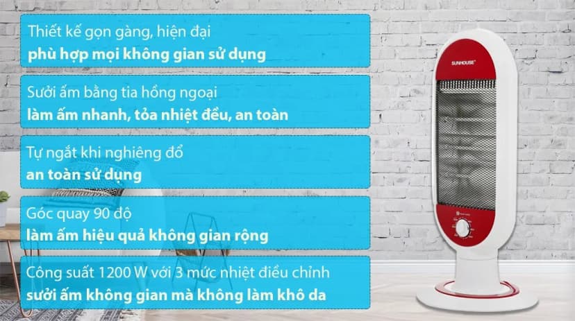 Quạt sưởi hồng ngoại Sunhouse SHD7022 - Giá rẻ nhất hôm nay - Ảnh 11
