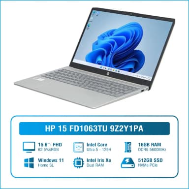 Laptop HP 15 fd1063TU - 9Z2Y1PA (Ultra 5 125H, 16GB, 512GB, Full HD, Win11) - 12