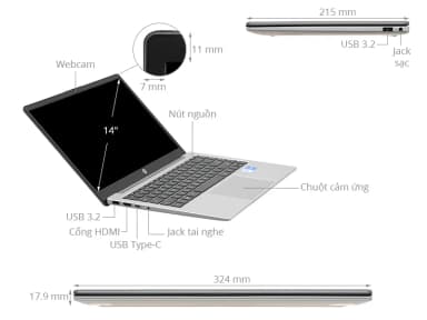 Laptop HP 240R G10 - C3RU6AT (Core 3 100U, 8GB, 512GB, Full HD, Win11) - 15