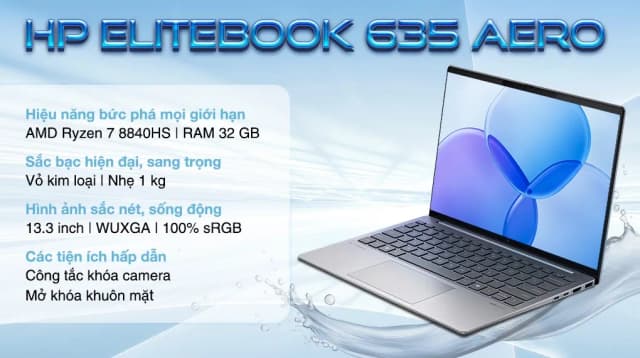So sánh giá Laptop HP EliteBook 635 Aero G11 - B91D3PT (R7 8840HS, 32GB, 512GB, WUXGA, Win11) rẻ nhất? - Ảnh 3
