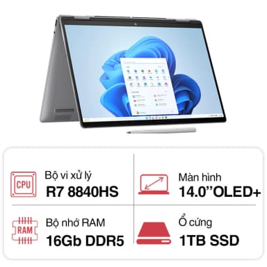 Laptop HP Envy X360 14 fa0047AU - A19BPPA (R7 8840HS, 16GB, 1TB, 2.8K OLED, Cảm ứng, Win11)