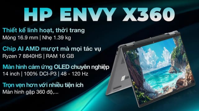 Laptop HP Envy X360 14 fa0047AU - A19BPPA (R7 8840HS, 16GB, 1TB, 2.8K OLED, Cảm ứng, Win11) - 2
