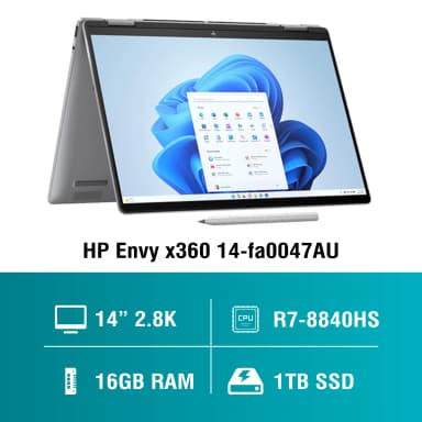 Laptop HP Envy X360 14 fa0047AU - A19BPPA (R7 8840HS, 16GB, 1TB, 2.8K OLED, Cảm ứng, Win11) - 17