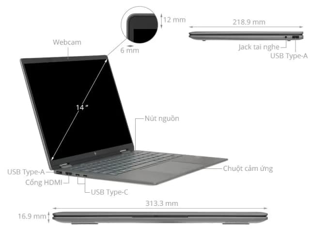 Laptop HP Envy X360 14 fa0097AU - AY8U7PA (R5 8640HS, 16GB, 512GB, 2.8K OLED, Cảm ứng, OfficeHS+365, Win11) - 4