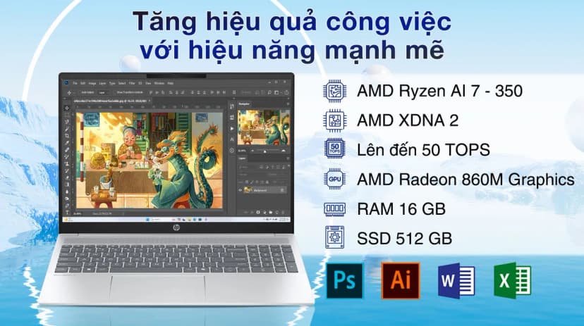 Laptop HP OmniBook 5 16 ag1066AU - BZ7S9PA (R7 Al 350, 16GB, 512GB, WUXGA, Cảm ứng, OfficeH24+365B, Win11) - Giá rẻ nhất hôm nay - Ảnh 3