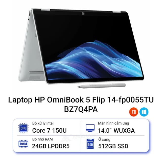So sánh giá Laptop HP OmniBook 5 Flip 14 fp0055TU - BZ7Q4PA (Core 7 150U, 24GB, 512GB, WUXGA, Cảm ứng, OfficeH24, Win11) rẻ nhất? - Ảnh 17